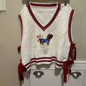 Cider Red and White V-Neck Sweater Vest